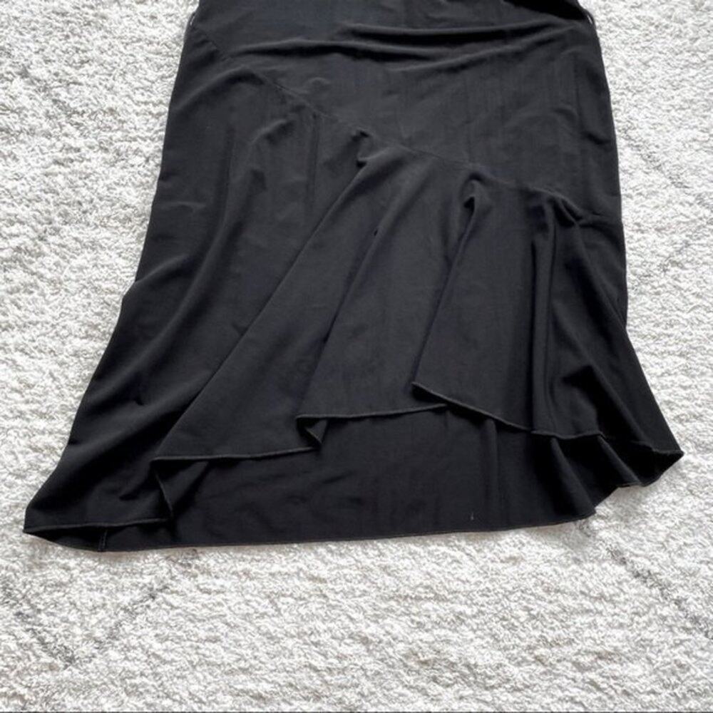 Sandro Paris Volupte Black Plunge Neck Asymmetrical Midi Dress Size S - Picture 6 of 10
